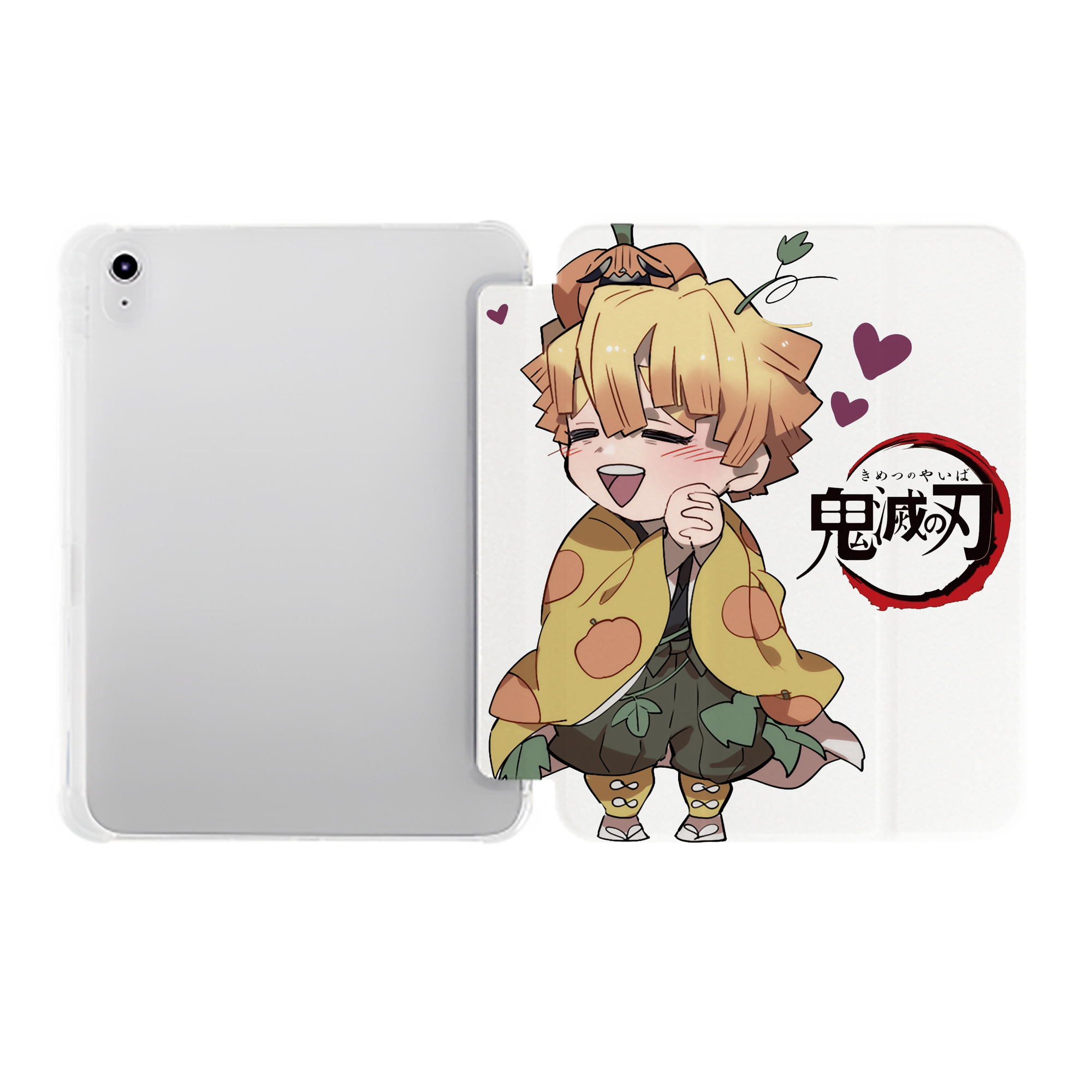 （画像用） 鬼滅の刃（きめつのやいば）我妻 善逸／あがつま ぜんいつ Agatsuma Zenitsu IPad ケース ペン収納付き 三つ折りスタンド PUレザー×シリコン 対応機種9.5/10.5/10.9インチ